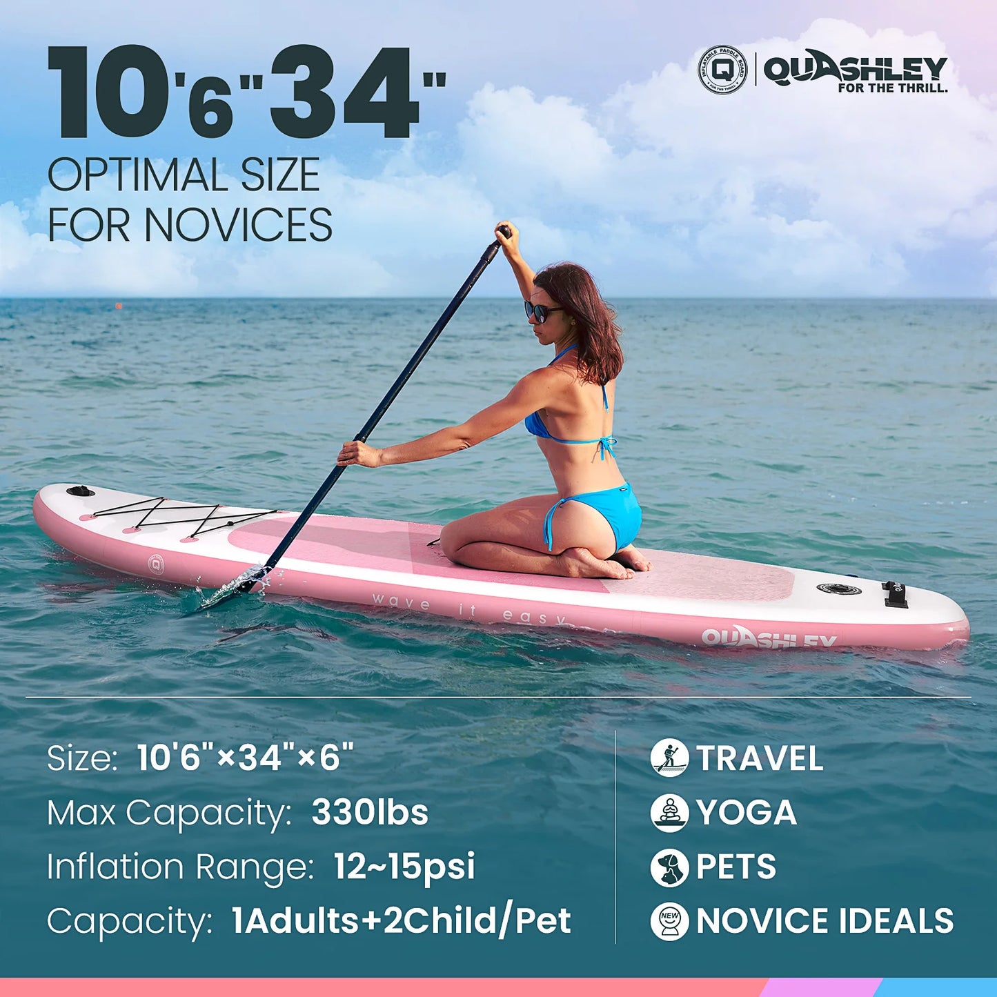 RAYOCON 10FT Inflatable Paddle Board Ultra-Light Stand-Up Paddle Board for All Skill Levels With SUP Accessories