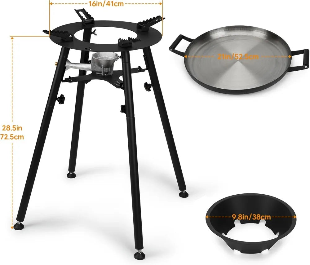 21" Propane Paella Burner Set, 60000BTU Outdoor Gas Stove with Wok, Portable Camping Cooking Kit
