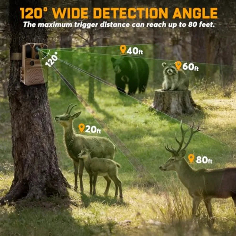 Wildlife monitoring trail cameras: 3-pack, waterproof, night vision, motion-activated, 40MP, 2K HD, black, includes 32GB SD car