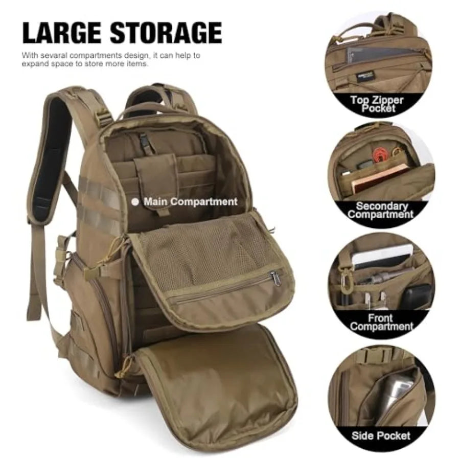 30L Molle Military Backpack, Tactical Backpack for Men, Cordura Backpack for Hiking, Camping, Trekking