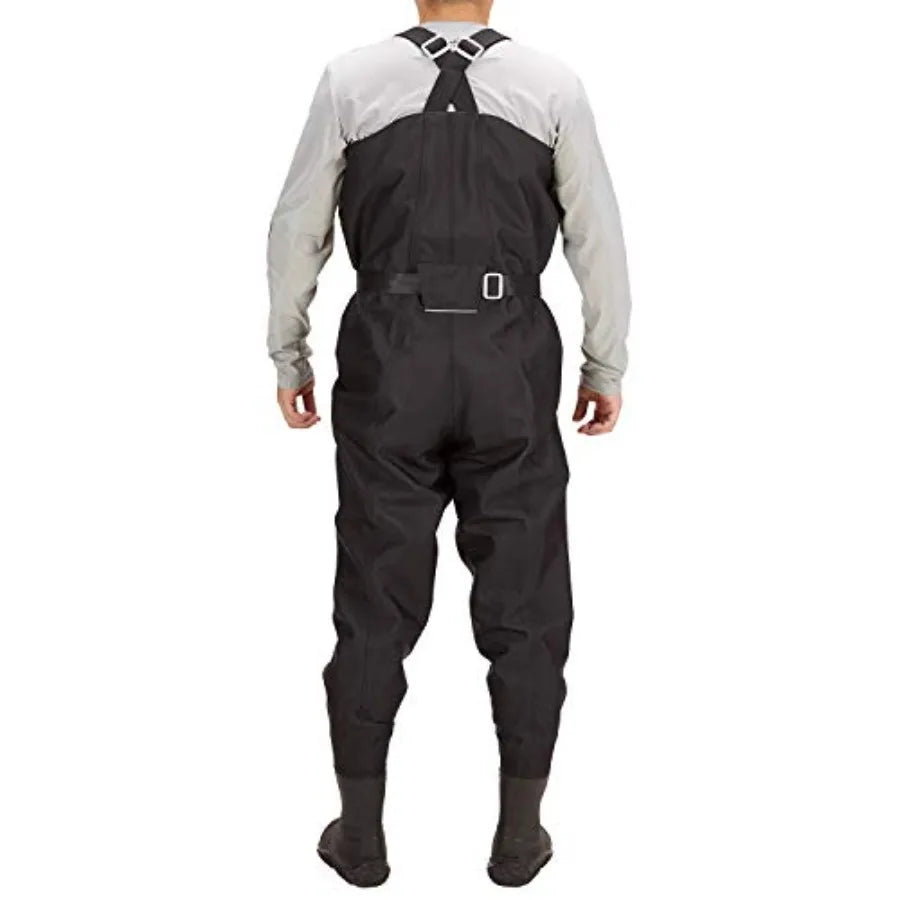 Fishing and hunting chest waders for men, ultra-high-strength nylon-PVC blend, black, 3D boot feet design for enhanced grip and