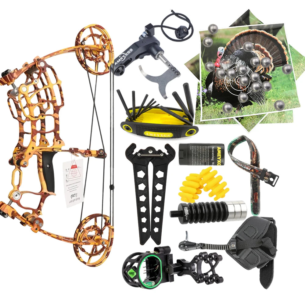 Compound Dual-use Bow 30-60lbs 19 Inch Axle 80 Percent Let-off 420FPS Right Hand Steel Ball Archery Bow for Outdoor Hunting Target Shooting