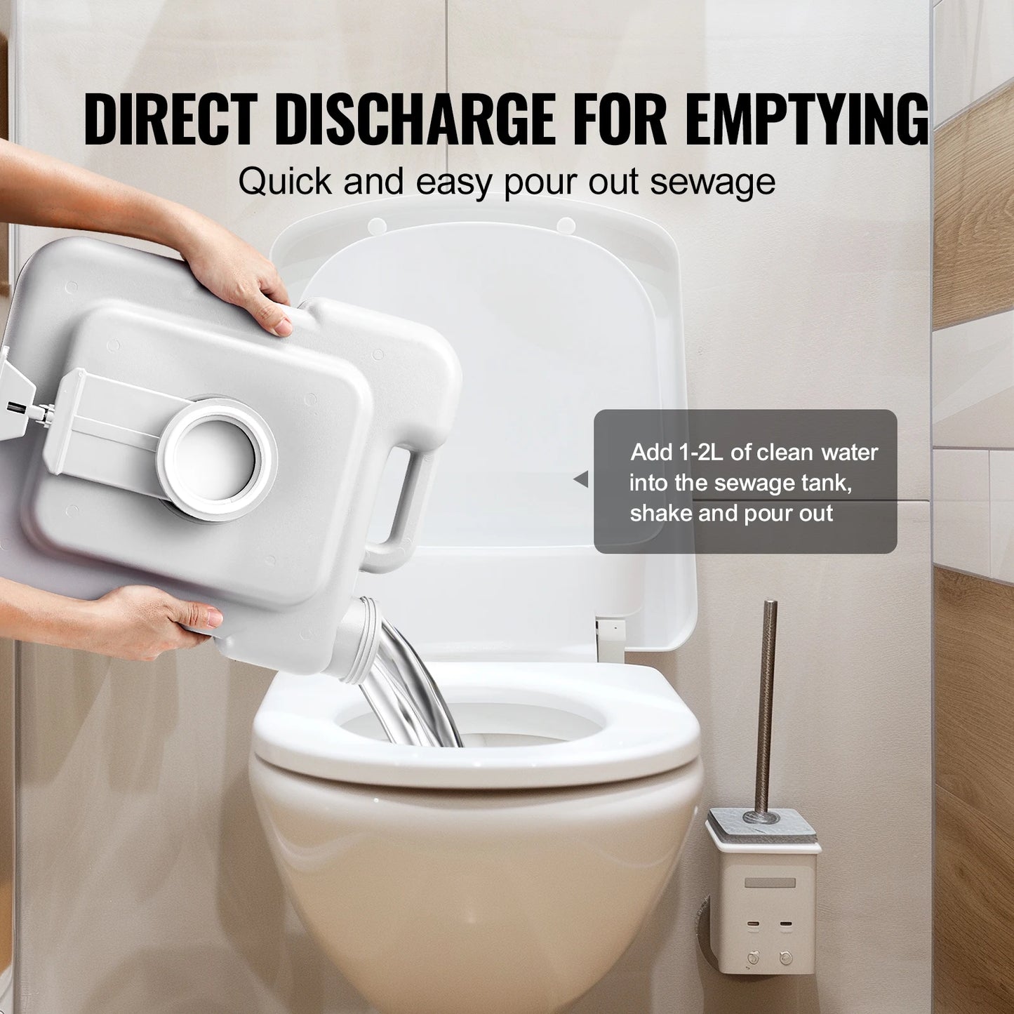 Portable Toilet for Camping Porta Potty Push-Button Pressurized Flush Commode Leak-proof and Odourless Portable Toilet