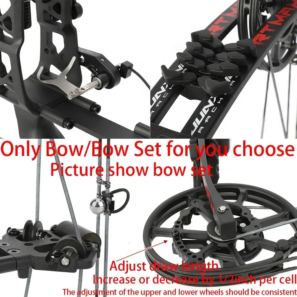 Compound Bow Dual-Use Shooting Set 40-70Lbs Adjustable Draw Weight 80% Let-off 20 Inch Axle to Axle Alloy Frame Supports Steel Ball & Arrow Shots for Adult Outdoor Target Practice Small Game Hunting Sports Gear