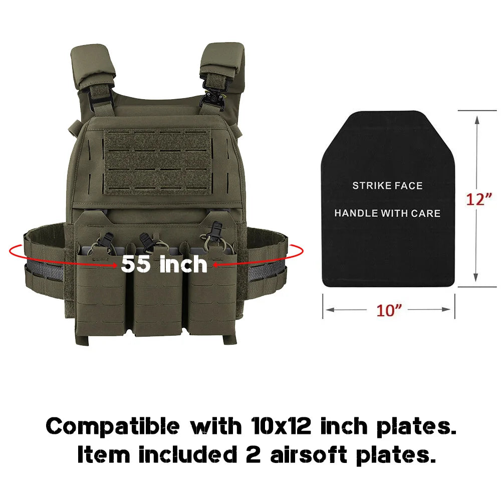 KRYDEX Tactical FCPC V5 Plate Carrier Vest Tegris Cummerbund 5.56 Triple Magazine Pouch Cobra Shoulder Buckle Airsoft Men Vest