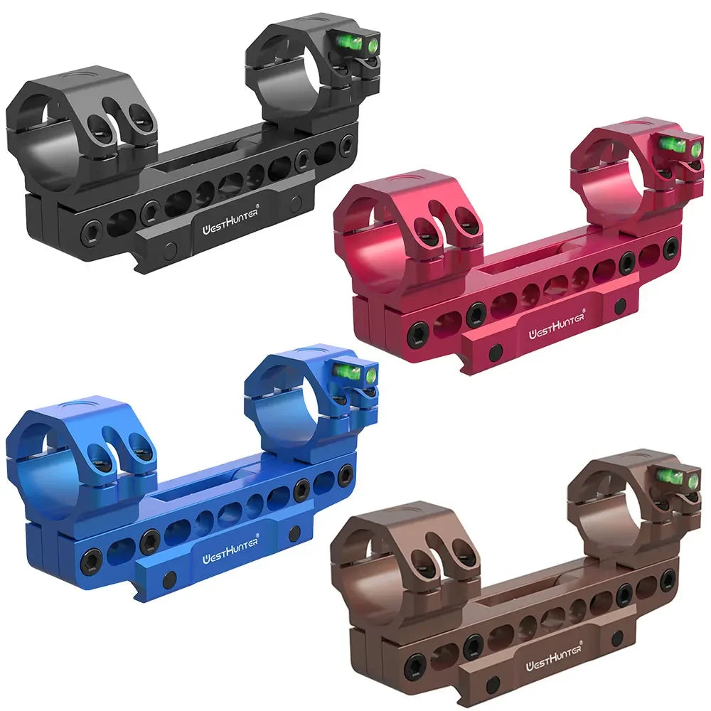 WestHunter 100 MOA Compensation Picatinny Scope Mounts 133mm-163mm Adjustable Length Scope Rings with Bubble Level for Hunting