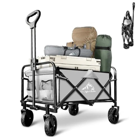 Collapsible Foldable Wagon, Beach Cart Large Capacity, Heavy Duty Folding Wagon Portable, for Outdoor Sports, Shopping, Camping