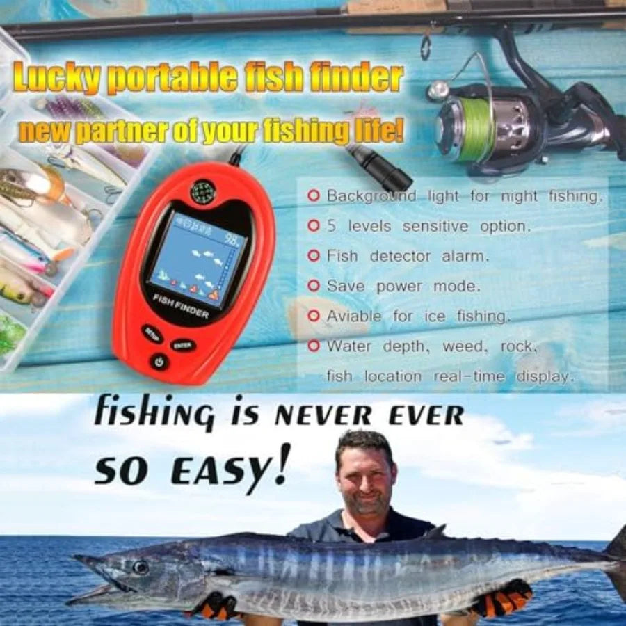 Sonar Portable Fish Finder Transducer Wired Water Depth Finders Boat Kayak Transducer Fish Finder Handheld Fishing Gifts for Me