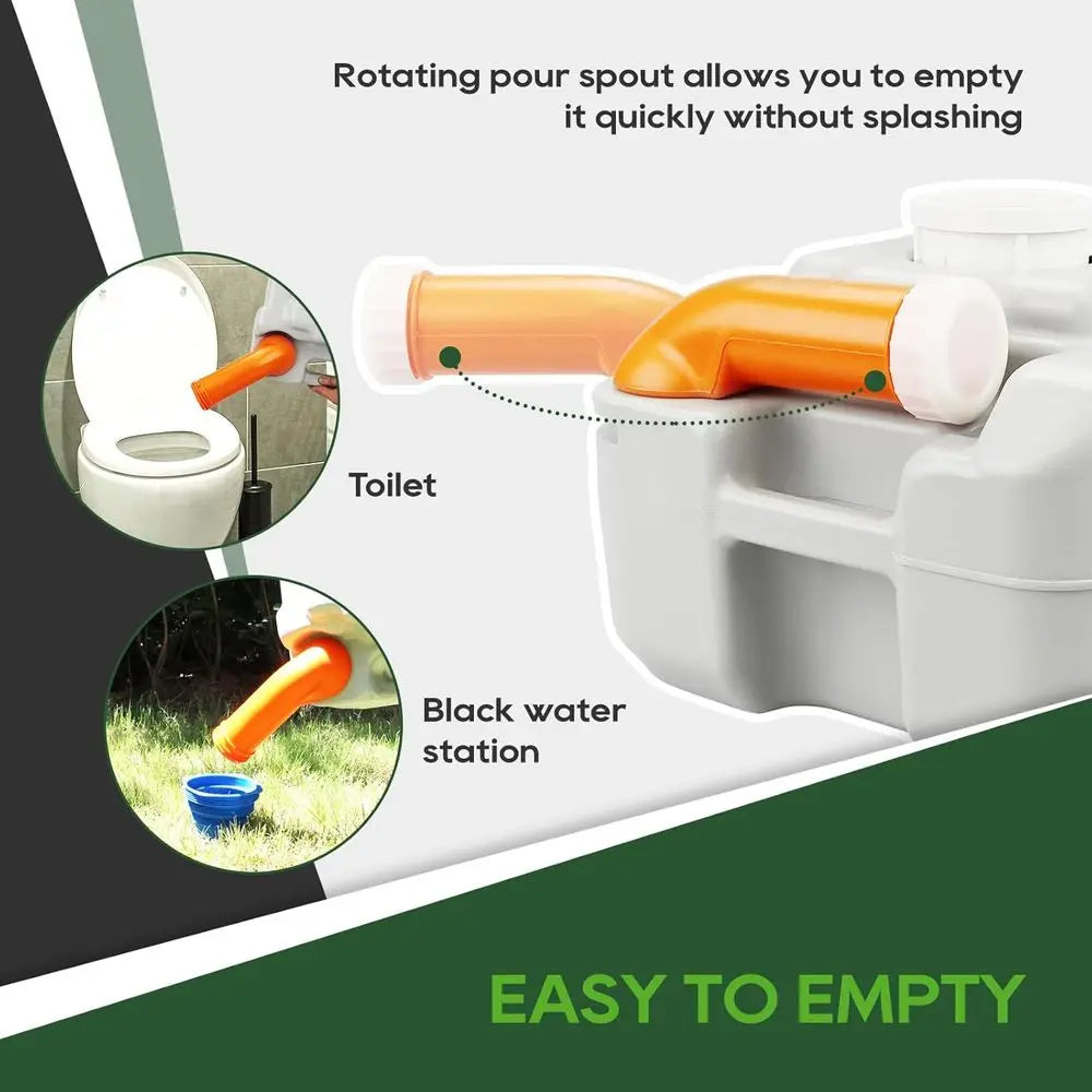 Portable Toilet, 5.3 Gallon Camping Toilet, Adult Waste Tank | Level Indicator, with Carry Bag and Wash Sprayer, for RV/Yacht/Tr