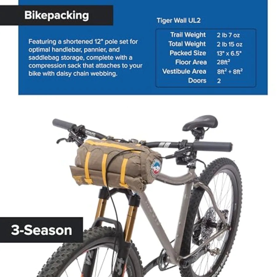 2 Person Tiger Wall UL Ultralight Bikepacking Tent with UV-Resistant Solution Dyed Fabric