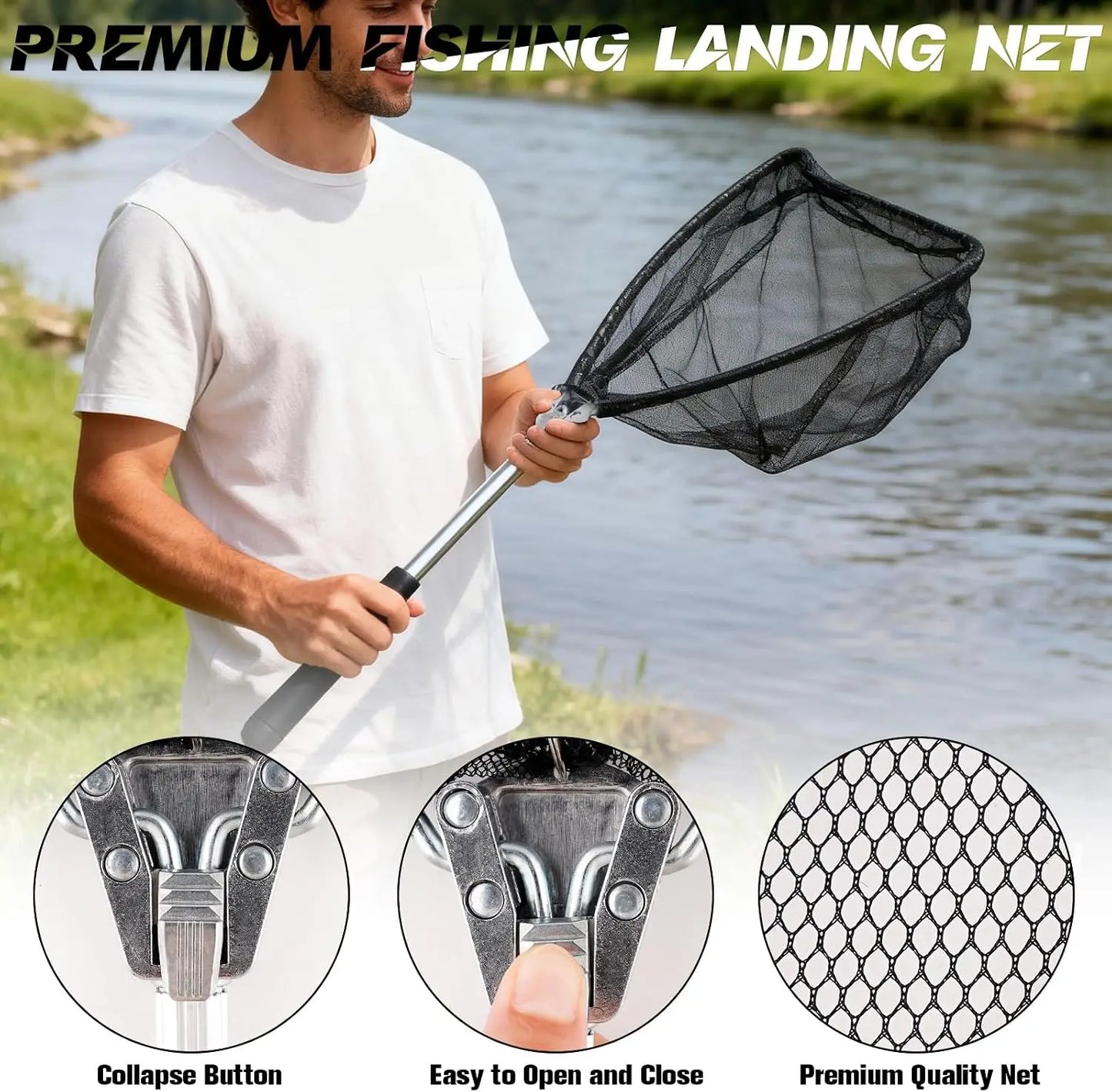 10Pcs Fishing Accessory Tool Set Foldable Landing Net Pliers Gripper Scale Scissors with Carry Bag Outdoor Angling Gift