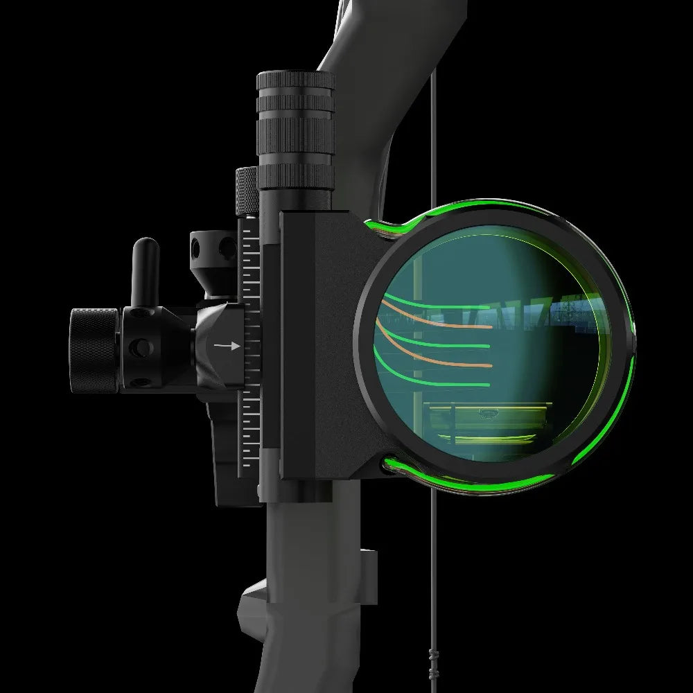 Compound Bow Sight CNC Machined Alloy 5 Pin 0.019 Inch Fiber Optic with Optional 4X 6X 8X Lens for Left Right Hand Archery Hunting Accessory