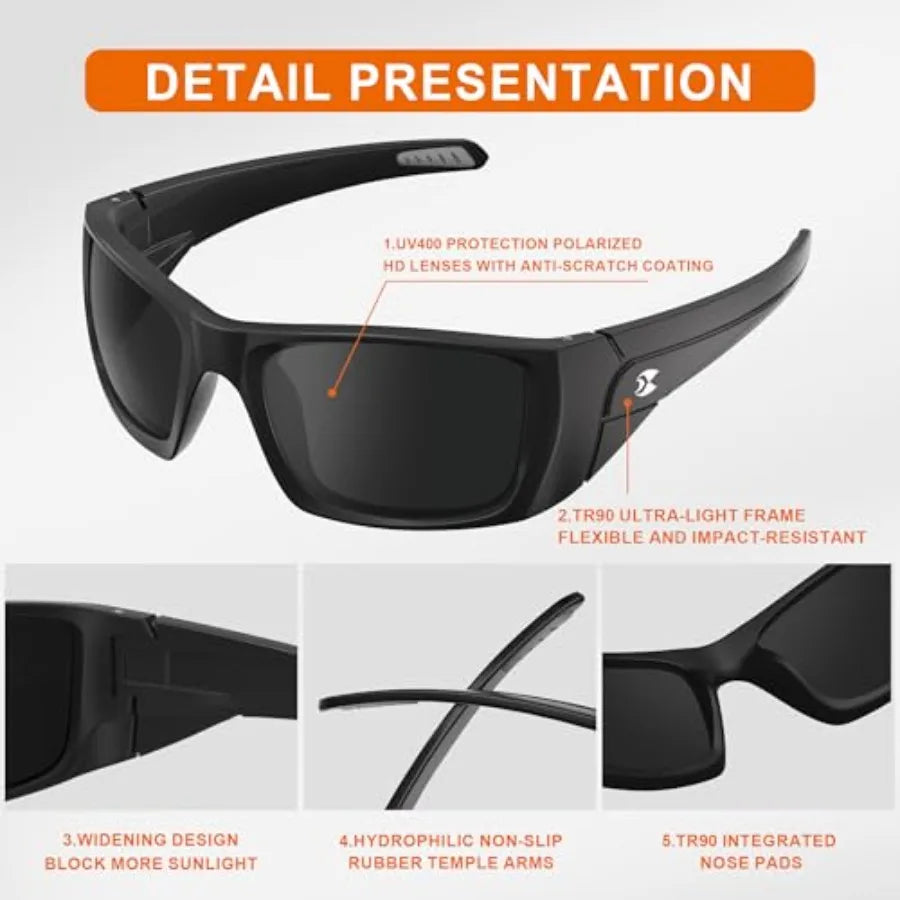 Sports Polarized Sunglasses for Men: Women UV400 Protection Wrap Around Sun Glasses for Fishing Driving Cycling TR90