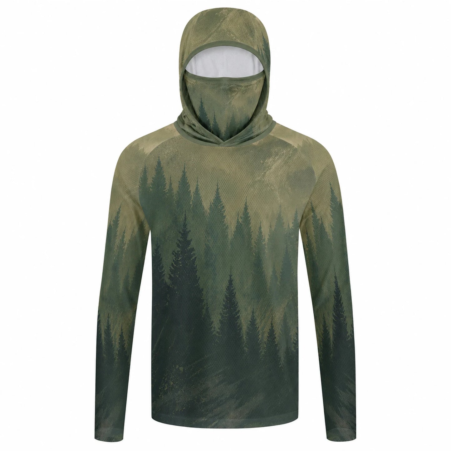 Men's Hooded Fishing Shirt with Face Mask UPF 50+ Sun Protection Long Sleeve Outdoor Performance Hoodie