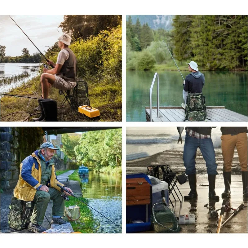 Best -Fishing Backpack Tackle Box Bag with Rod Holder Boxes Foldable Fishing Chair, perfect for Outdoor, used by Men