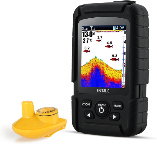 Portable Fish Finder,Handheld Waterproof Depth Finder,Wireless fishfinder for Ice Fishing,Sea Fishing,Bank Fishing,Kayak Fishing
