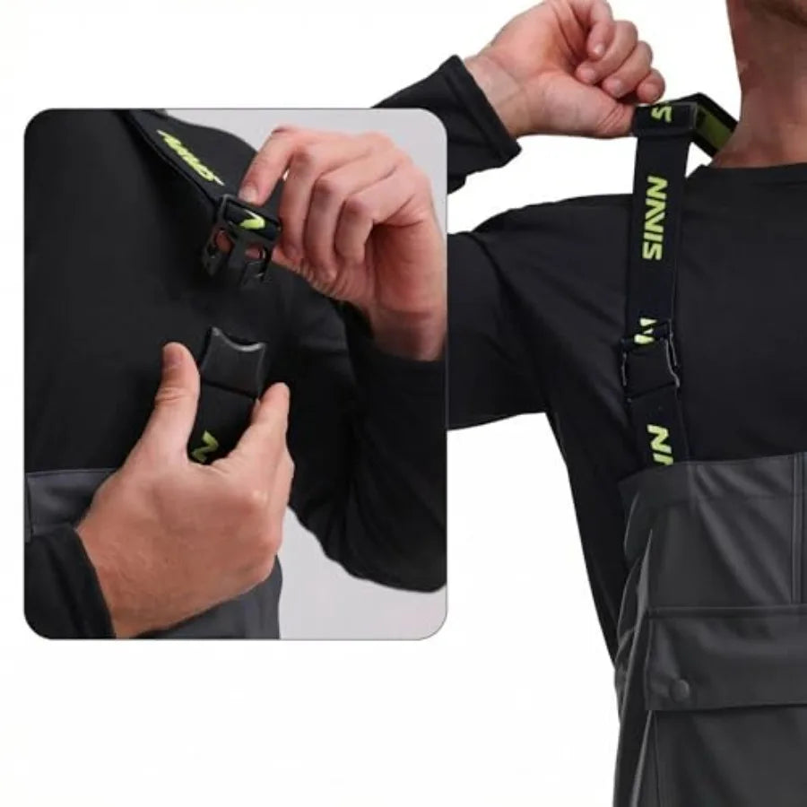 Men's Waterproof Workwear Bib Overalls - Heavy Duty Stretchable Rain Bibs for Fishing and Outdoor Work