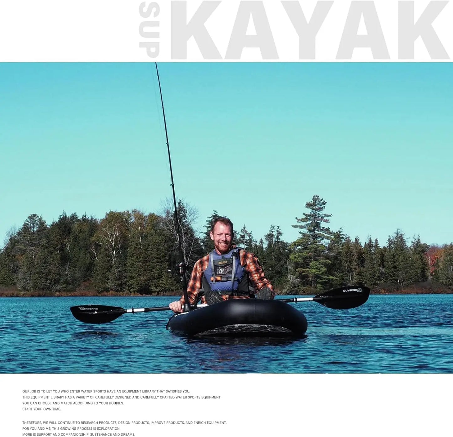 Inflatable Kayak 10.2' x 35'' x 8'' with Detachable Seat, SUP-Kayak Set Includes Hand Pump, Aluminum Oar, Backpack, Boat for Adults and Youth for Fishing, Touring