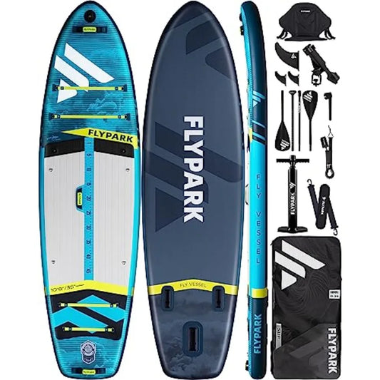 10'8/11'x35'' Extra Wide Inflatable SUP Paddle Board for Fishing Family Use 430lb Ccity Black with Camera Mount Shoulder Strap