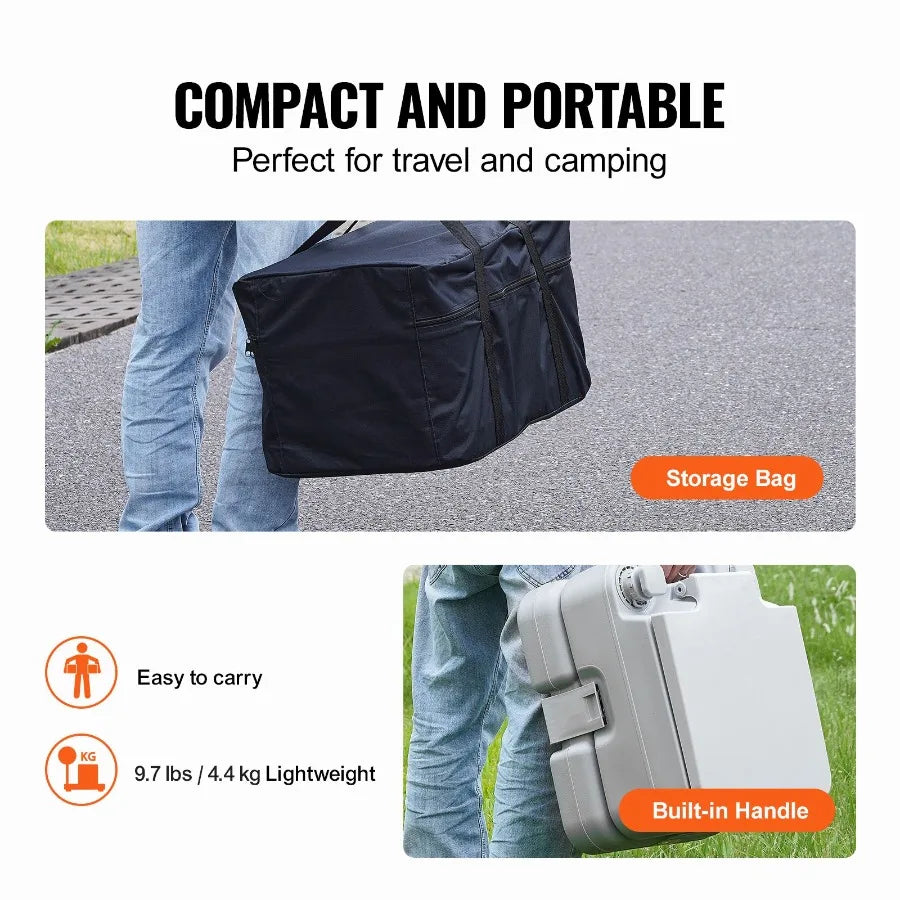 Portable Toilet for Camping with Carry Bag, RV Toilet with 3.2 Gal Waste Tank, Push-Button Pressurized Flush Commode, Leak-proo