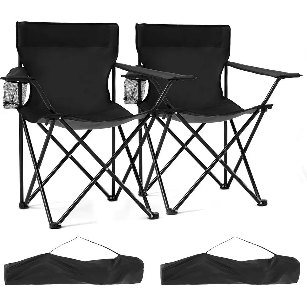 2 Pack Lightweight Folding Camping Chairs, Outdoor Lawn Beach Chair with Cup Holder & Carry Bag, Ideal for Travel, Picnic, Backy