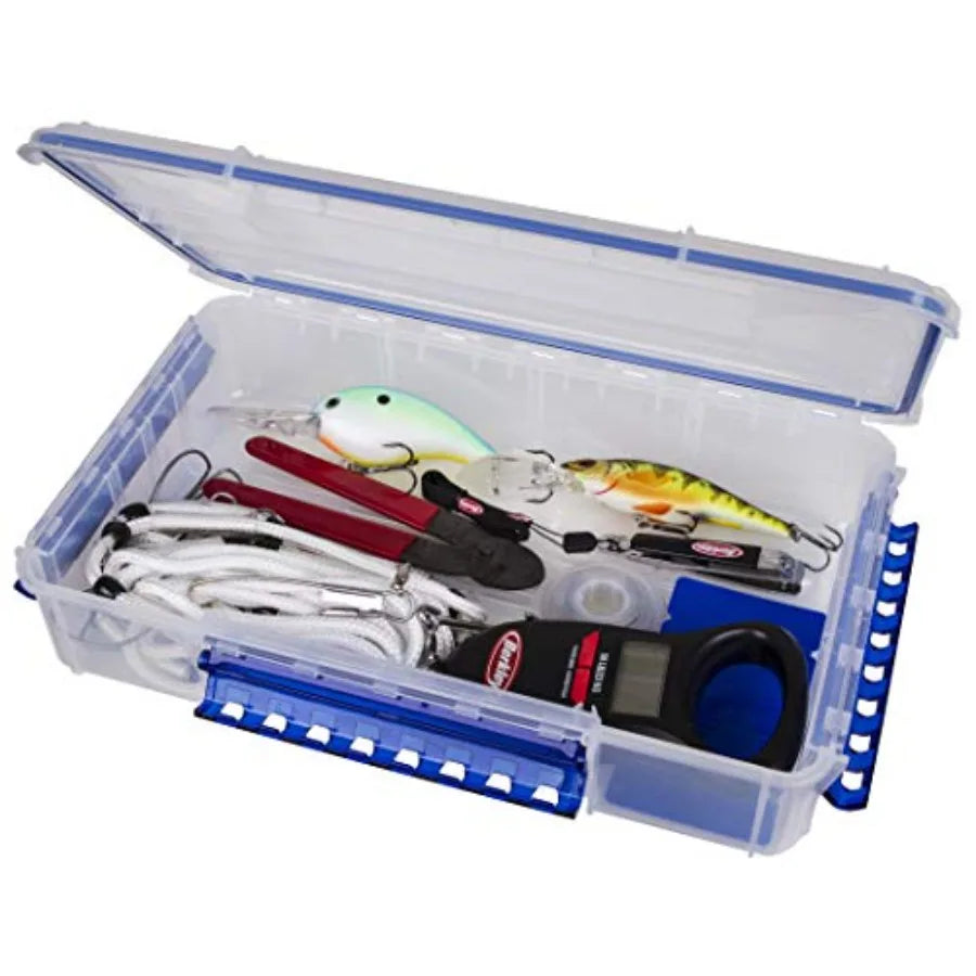 Outdoors Waterproof Tuff Tainer for fishing lure, tackle, and gear storage durable polypropylene, black, crush-resistant double