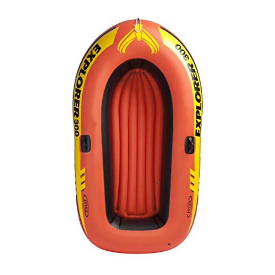 300 Inflatable Fishing Raft Boat for 3 People with Pump and Oars in Blue Durable PVC Material Portable and Easy to Set Up