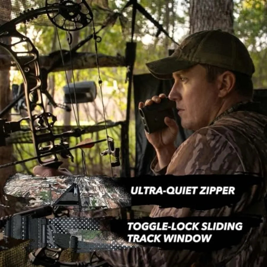 Hunting Blind 360 See Through Ground Blind for Turkey and Deer Hunting, 2-3 Person Pop Up Camouflage Tent