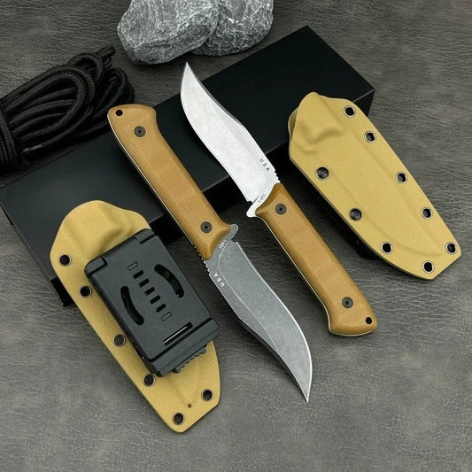 BK 104 Sheathed Survival Fixed Blade Knife High Hardness Cutting Hunting Knife 8Cr13Mov Blade G10 Handle Camping Outdoor Knife