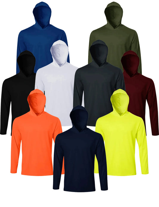9-color random 6-piece men's quick drying long sleeved T-shirt moisture wicking casual hoodie