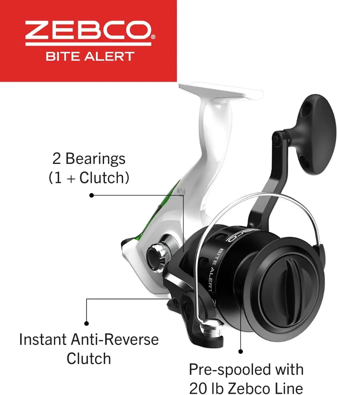 Spinning Reel & 2-Piece Fishing Rod Combo with Bite Alert - 7ft Medium-Heavy, Pre-Spooled