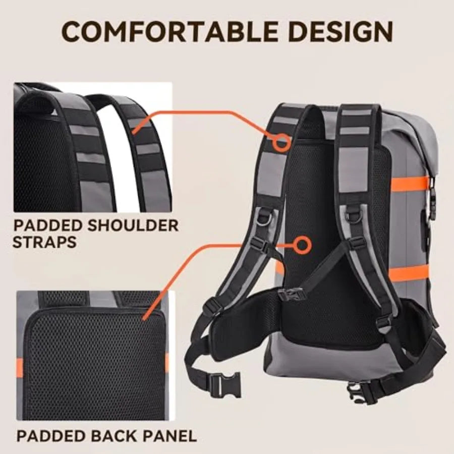 Dry Bags Waterproof Backpack 40L for Men and Women, Roll Top Heavy Duty Cushioned Hiking Backpack for Kayaking Boating Paddle B