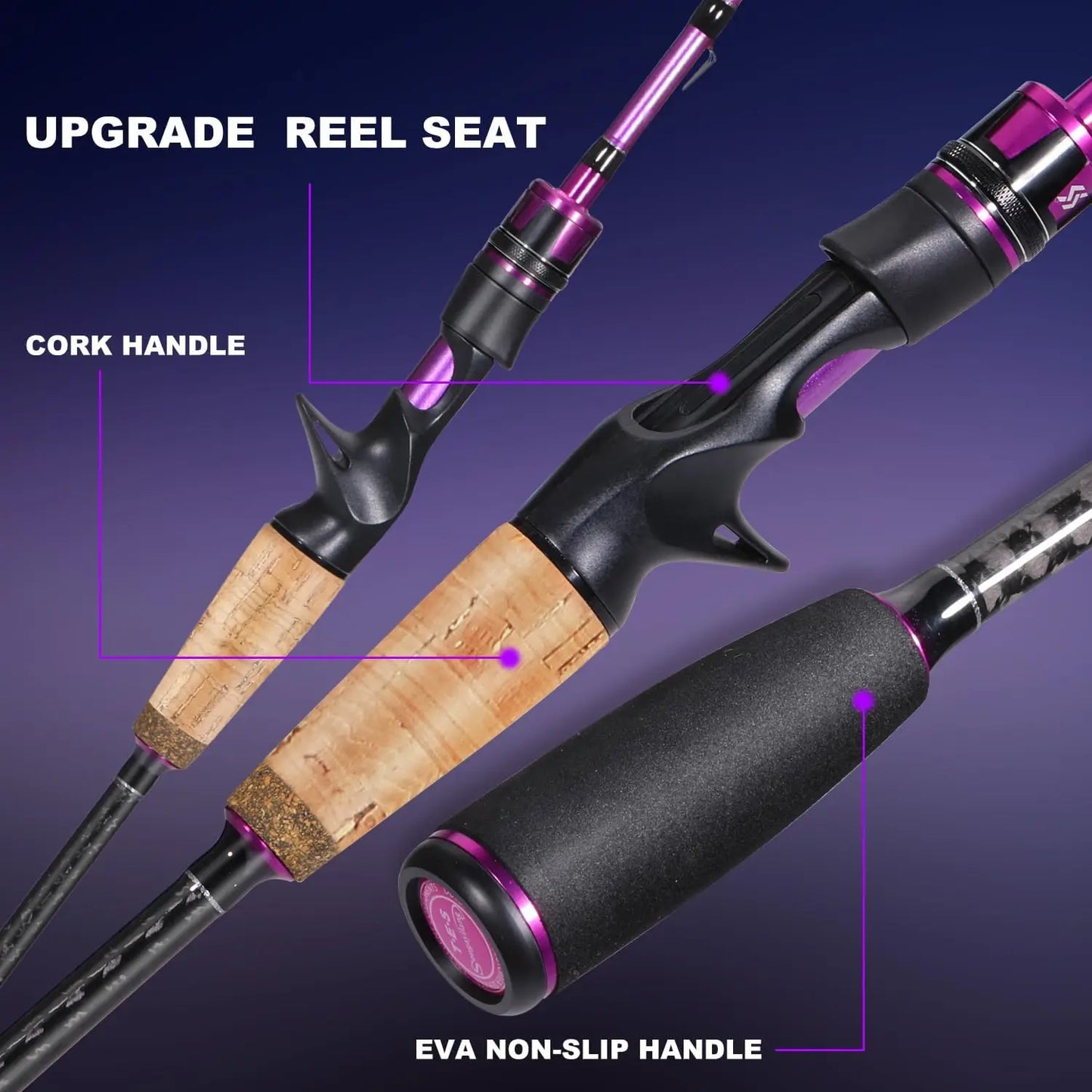 Baitcaster Fishing Rod and Reel Combo, 5.9ft/6.9ft Carbon Pole, Lightweight Aluminum Reel, Stainless Guides, Cork Grip
