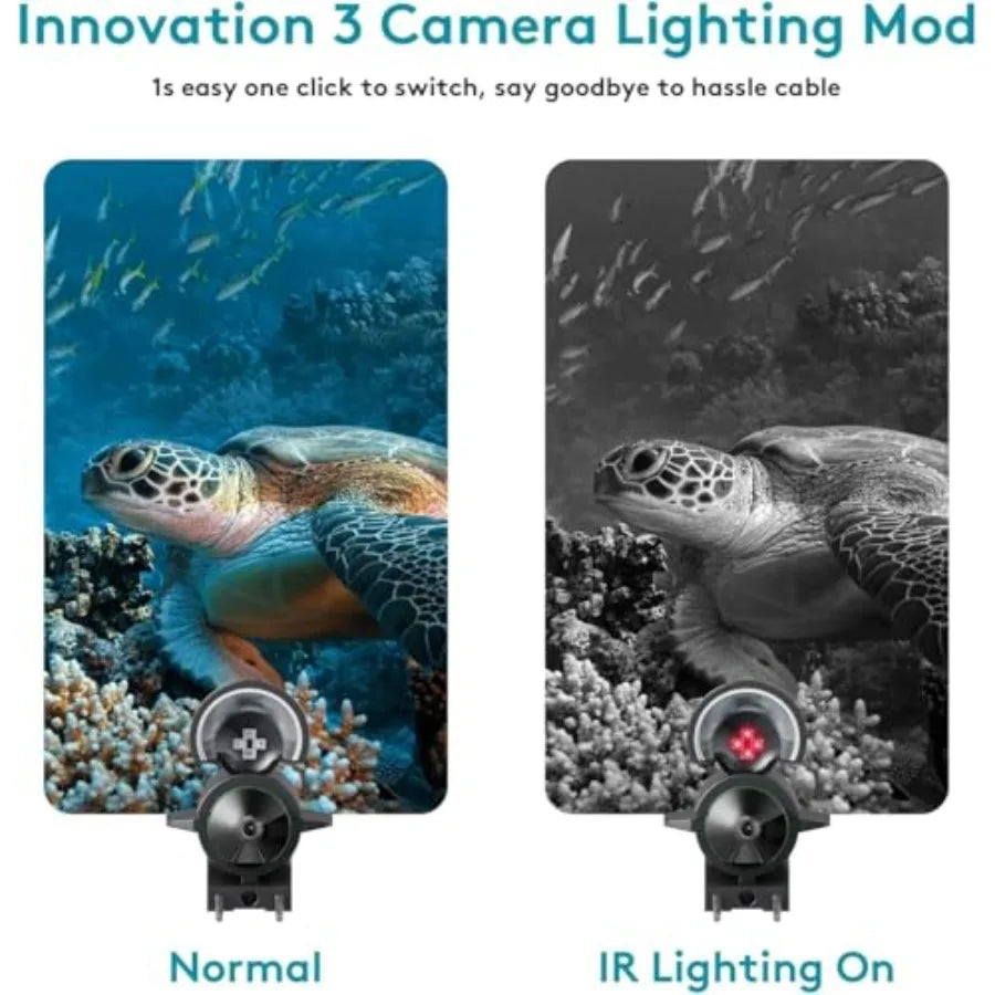 Underwater Fishing Camera for Boat Lake Kayak Ice Fishing, PVC Housing, Black, 5-inch HD LCD Display with 100ft Cable, 10000mAh