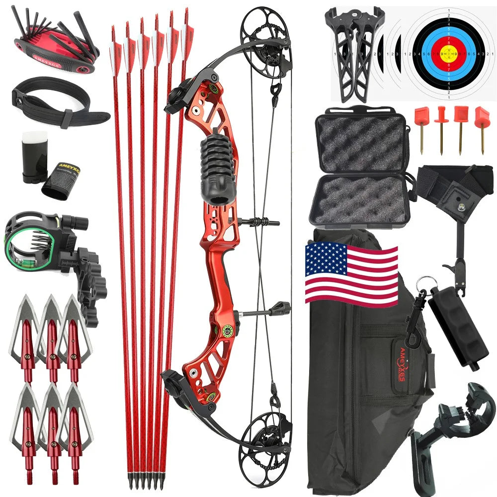 Compound Bow 40-75lbs CNC Machined 350FPS 85% Let-off 25.5-30.5" Draw Length for Archery Hunting Shooting Target Practice Outdoor Accessories
