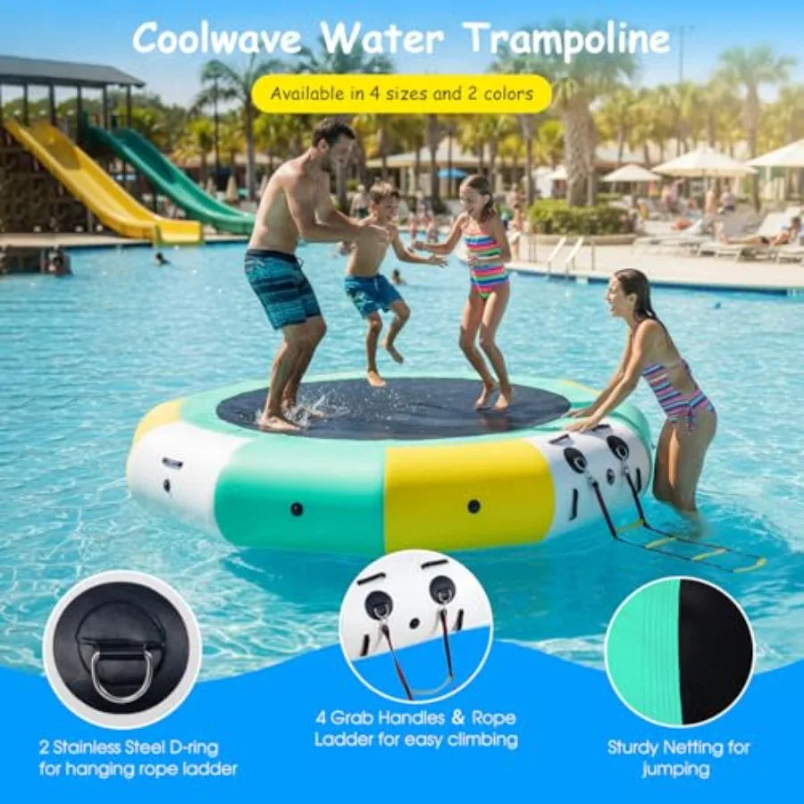 Water Trampoline for Lake Floating Trampoline for Pool Ocean with Pump in Blue for Outdoor Water Fun and Exercise