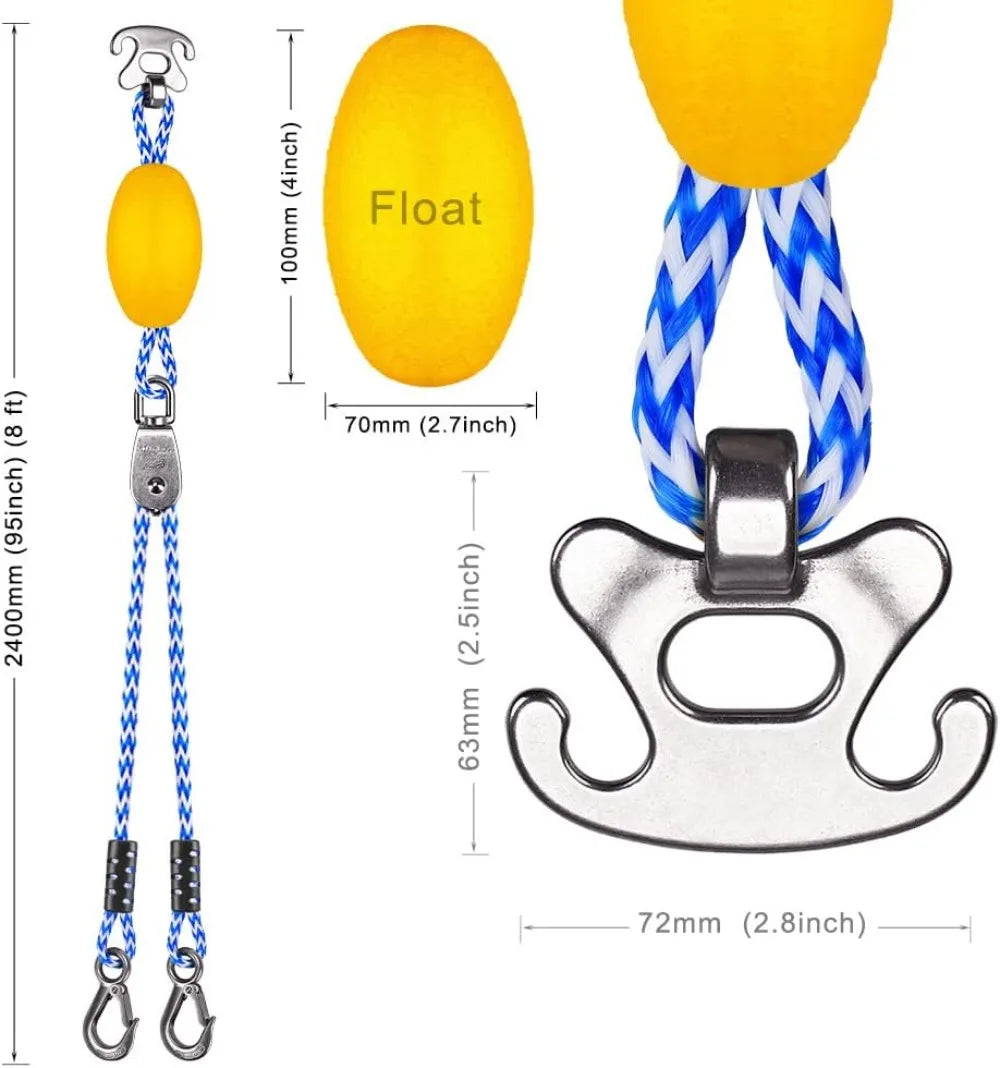 Heavy Duty Boat Tow Harness for Tubing, Stainless Steel Quick Connector, Self Centering Tow Rope for Water Sports Jet Ski Wakeboarding