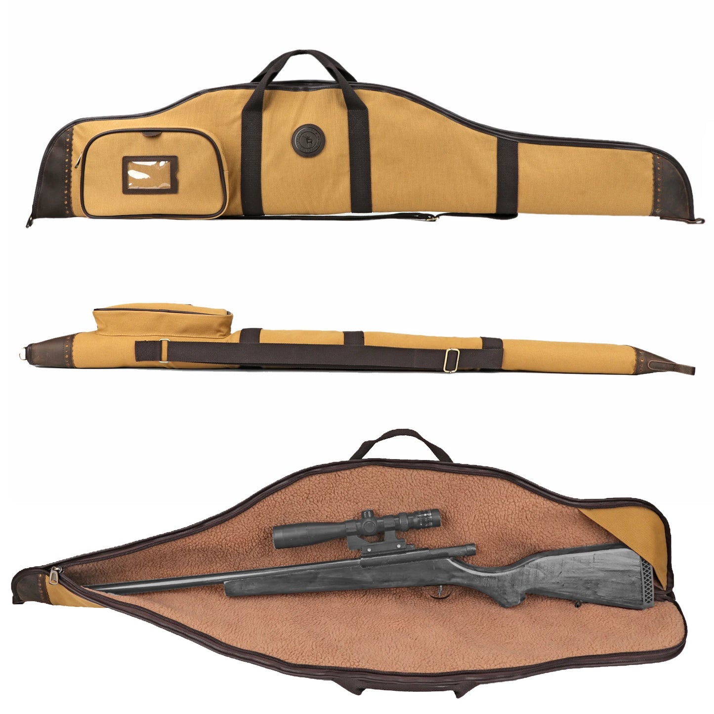 Tourbon Hunting Accessories Optical Sight Scoped Rifle Soft Case Slip Thick Soft Padded Canvas Gun Protective Bag with A Pocke