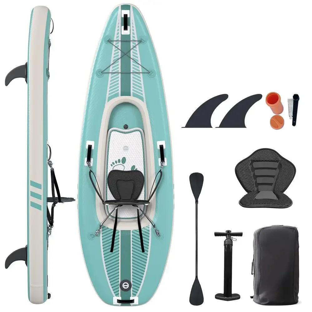 Inflatable Kayak with DropStitch Floor, Lightweight, Portable, Durable Solo Kayak for Fishing, Touring, and Recreational Paddli