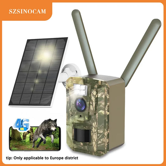 SZSINOCAM US 4G Cellular 3MP 2K Battery Solar PIR Motion Activated Wildlife Hunting Trail Camera IP66 Outdoor Night Vision