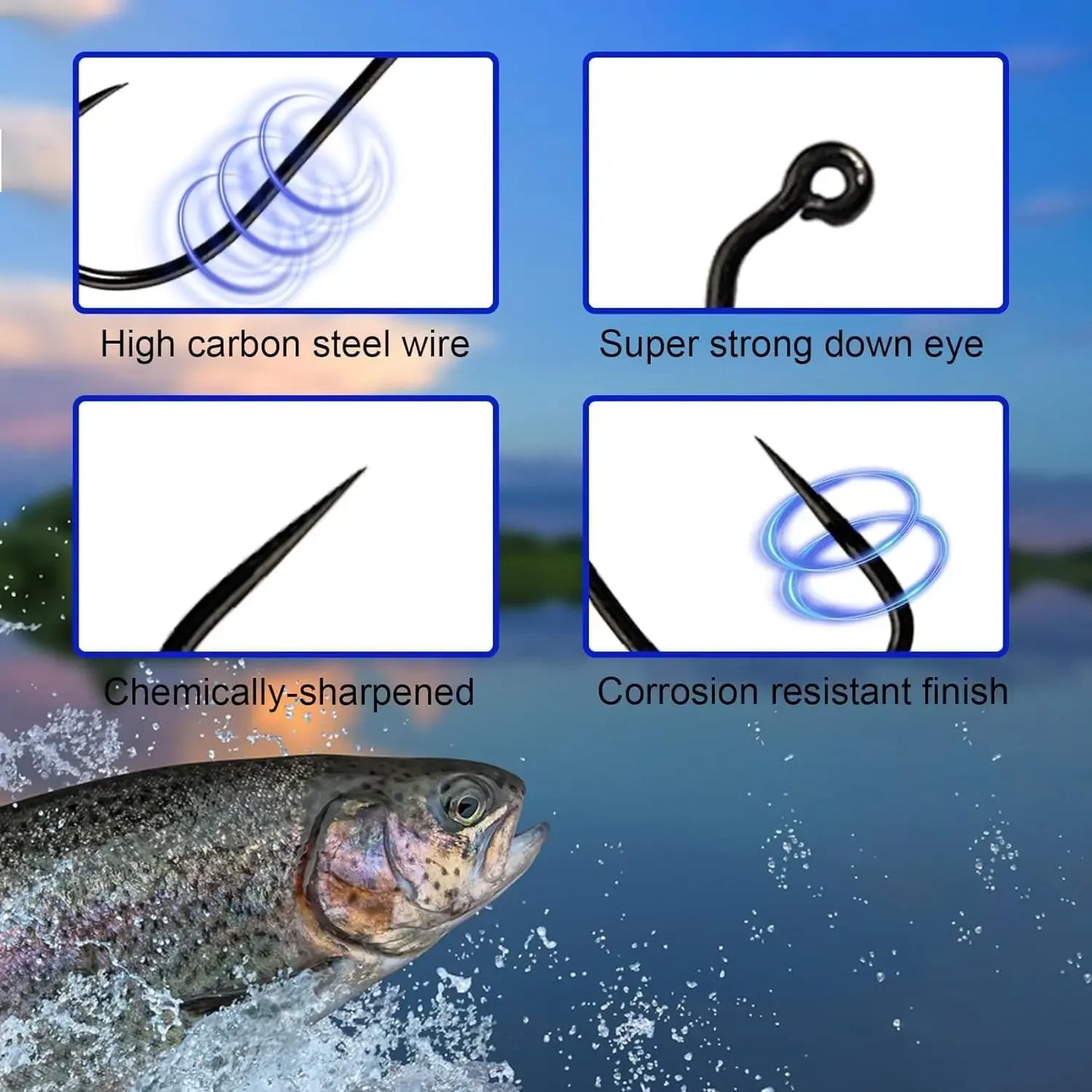 100pcs Barbless Fly Fishing Hooks Set with Free Mini Fly Box, Dry Nymph Shrimp Pupa Jig Hooks for Catch & Release