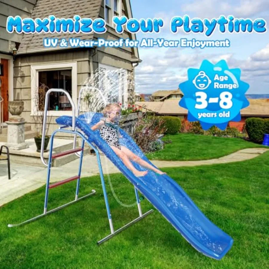 Water Slide for Backyard Outdoor Waterslide with 3-Zone Spray Sprinkler and Ground Tarp Summer Water Game Toy for Backyard Wate