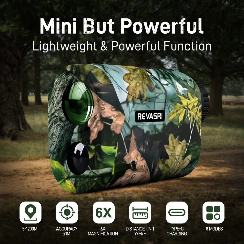 Mini 1200M Hunting Laser Rangefinder with Speed, Two-Point Height Measurement for Outdoor Hunting and Golf Range Finder