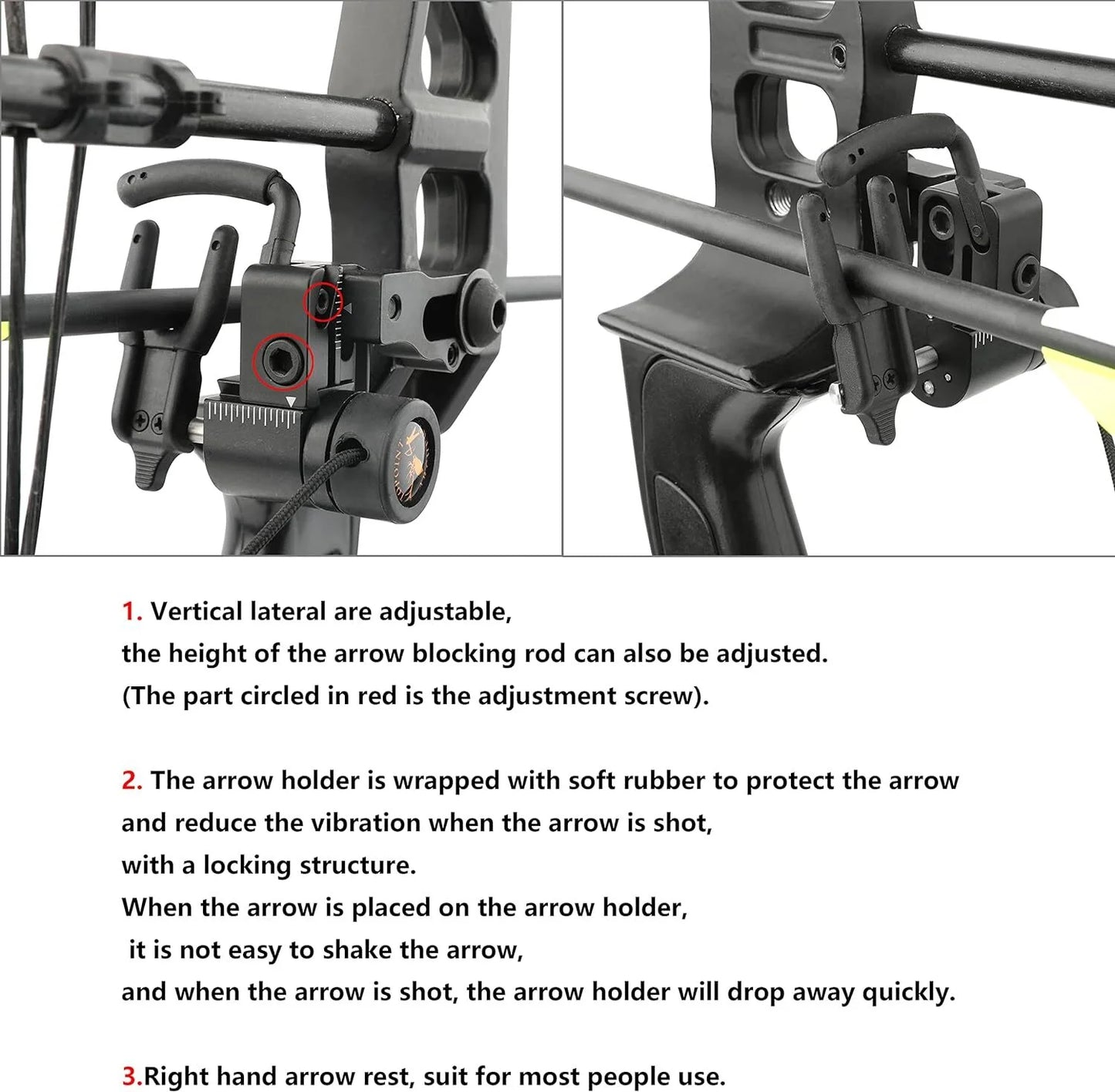 1pc Compound Bow Arrow Rest Aluminium Alloy Fall Arrow Rest Adjustable Left/Right Hand Archery Bow Hunting Shooting Accessories