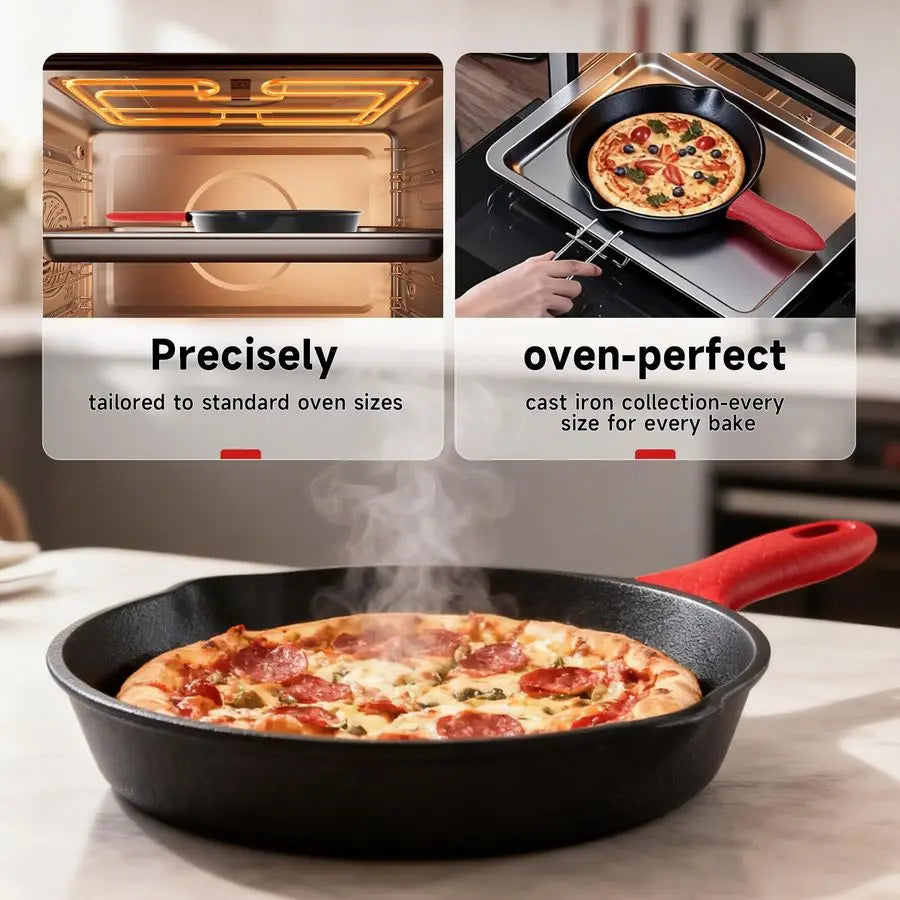 piece set, cookware set 6, 8, 10 Inches, for frying, saute, ampmore, easy use in the oven, stove, grill, or campfire, black, wit