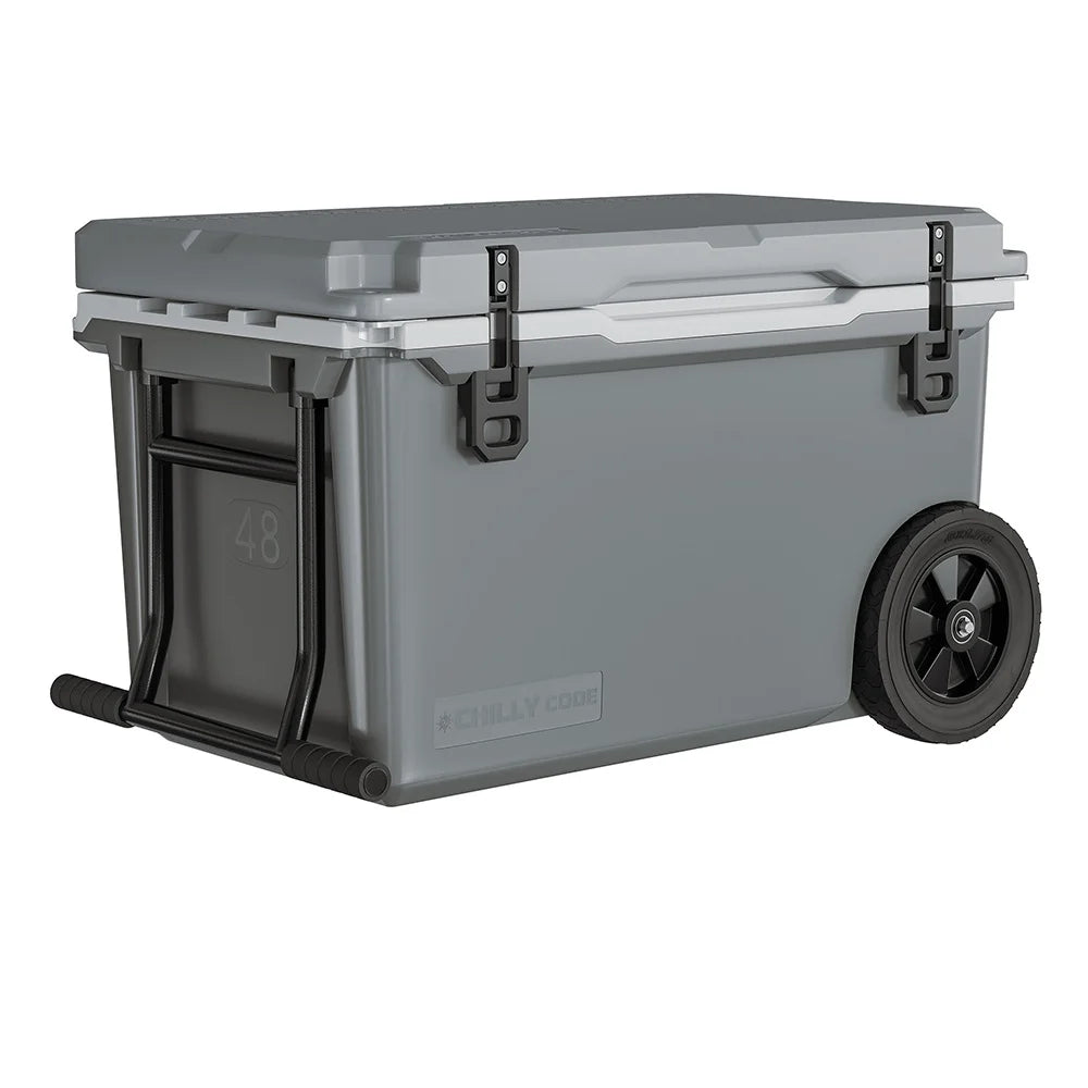 ChillyCode Khaki Grey Ultra Light Hard Cooler, 48QT Refrigerator 7-Day Cooling Leak Proof and Heavy-duty With All Terrain Wheels Suitable For Camping Beach Fishing Boat and Outdoor