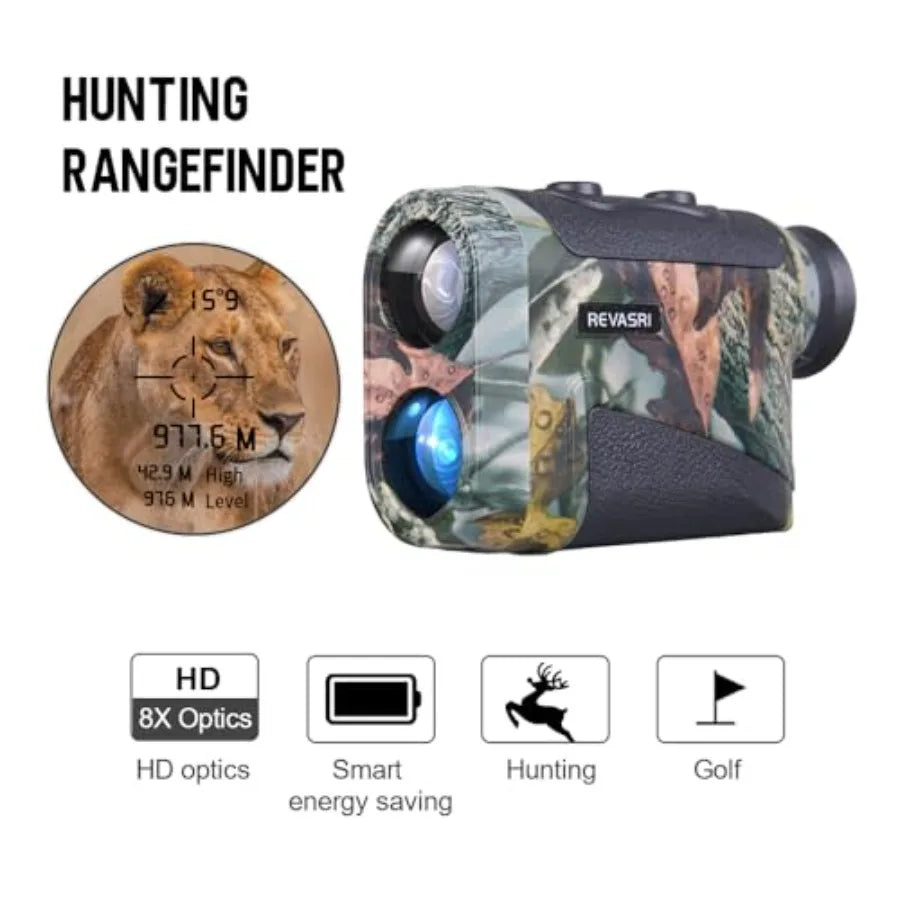 Hunting Laser Rangefinder 8X 1800 Yards High Accuracy Range Finder with Angle Height Horizontal Distance Measurement and Contin