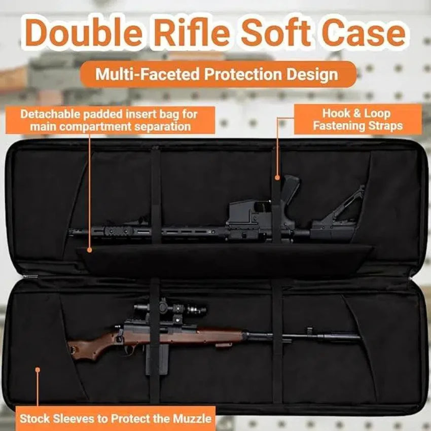 36 46 in Double Rifle Soft Case Dual Rifle Bag Tactical Shotgun Case with Tactical Pockets Backpack for Hunting and Shooting