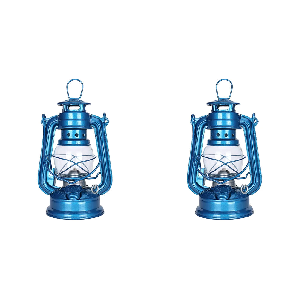 2-1pcs Retro Fuel Camping Lanterns Portable Metal Kerosene Vintage Camp Lamp Hurricane Table Lamps with Handle Yard Tent Light