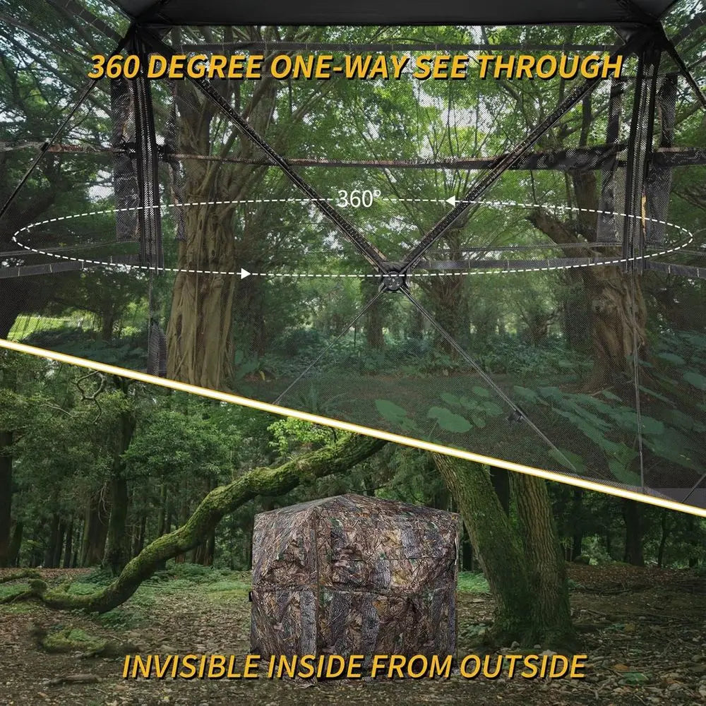360° View Hunting Blind with Carrying Bag, Camouflage Tent for 2-4 People, Portable Stealth Shelter